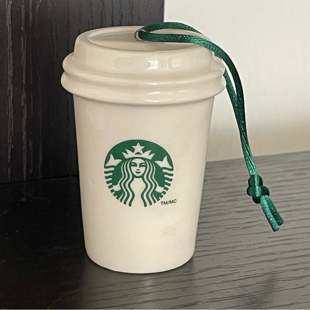 $10 SALE Starbucks 2011 Holiday Ceramic Cup Ornament Green Mermaid Logo VTG